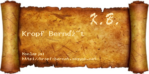 Kropf Bernát névjegykártya